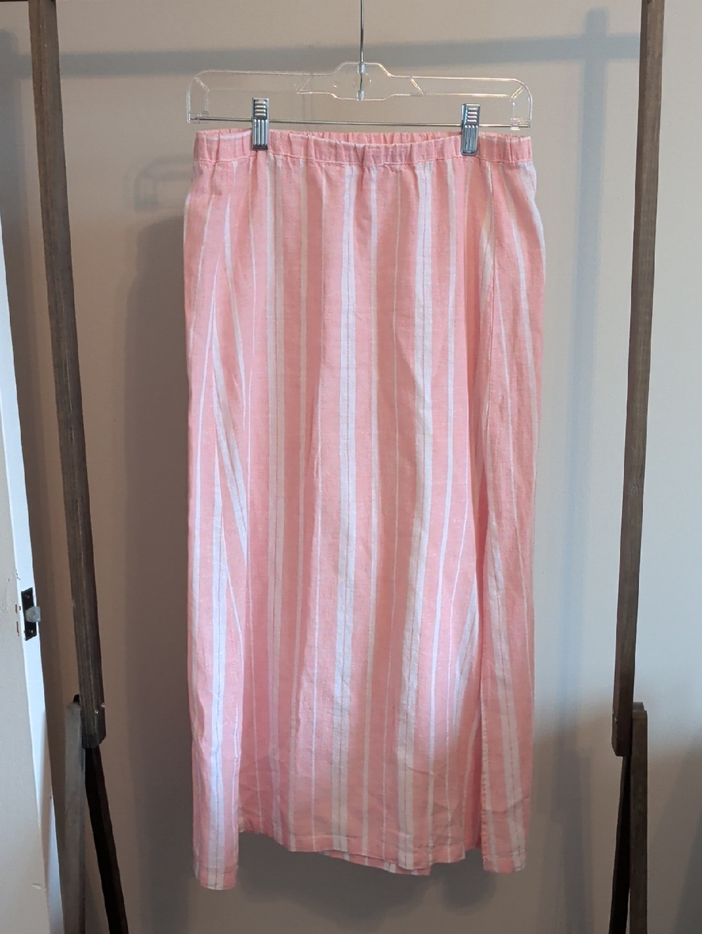 Joe Fresh Pink and White Vertical Stripe Maxi Skirt